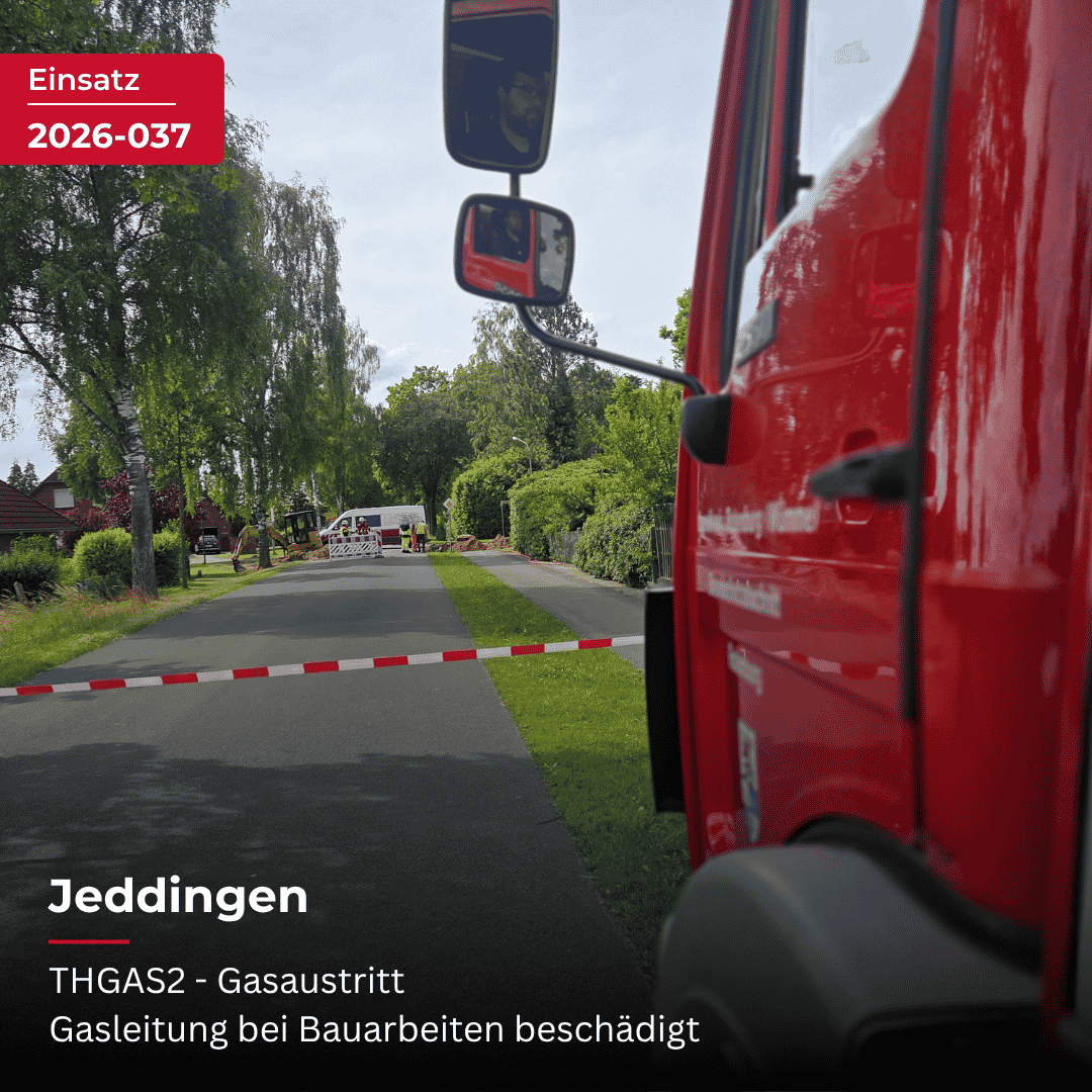 Mehr über den Artikel erfahren Gasaustritt nach Beschädigung einer Gasleitung in Jeddingen