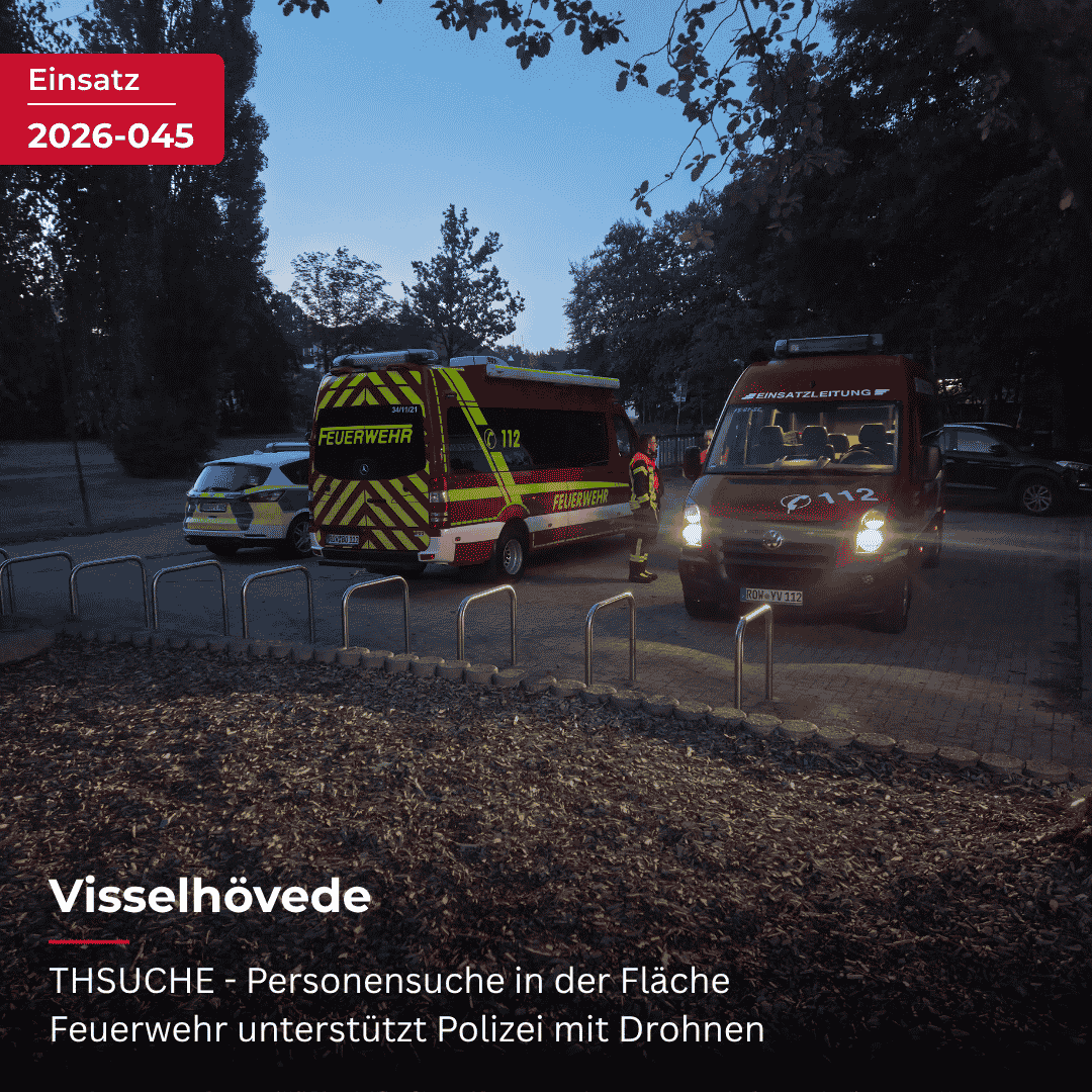 Mehr über den Artikel erfahren Personensuche an den Visselseen – Feuerwehr unterstützt Polizei mit Drohnen und Bodensuchkräften