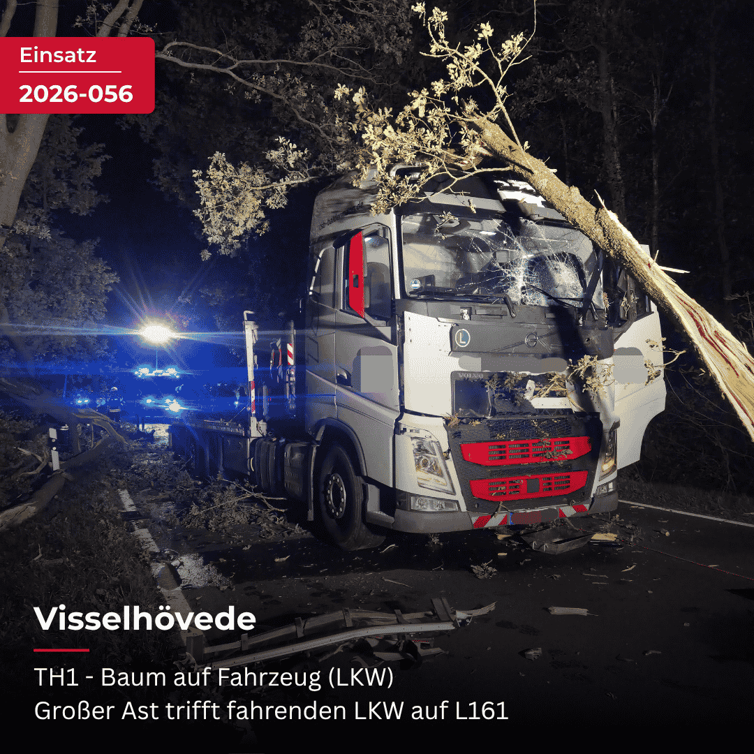Mehr über den Artikel erfahren Großer Ast trifft fahrenden Lkw auf der L161